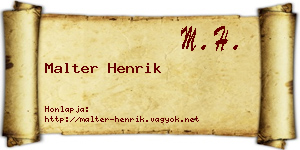 Malter Henrik névjegykártya